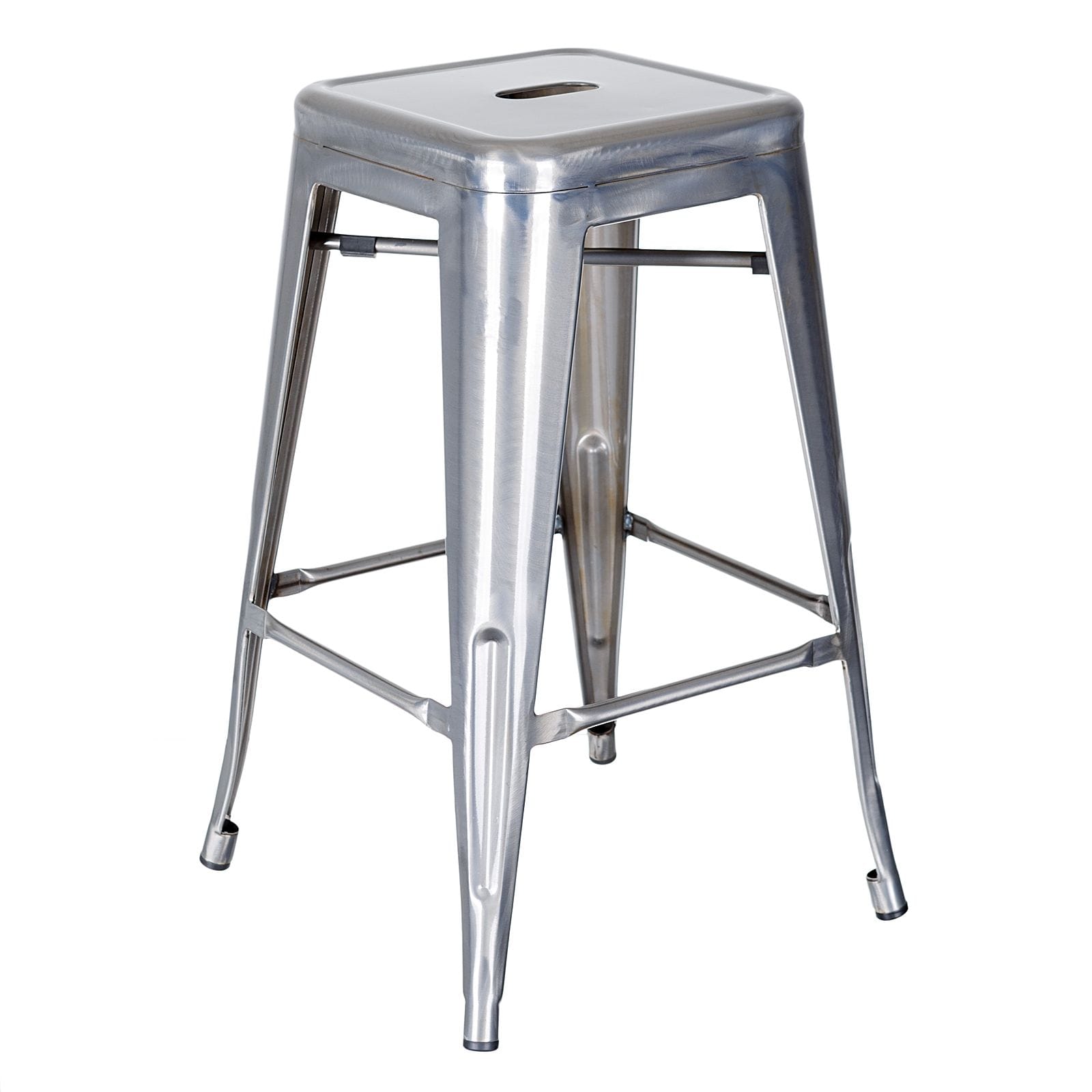 Tolix-Chair <h3>Replica Tolix Kitchen Stool Metallic</h3><strong>Finish:</strong> high polished powder coated steel<br><strong>Width:</strong> 40<br><strong>Height:</strong> 66<br><strong>Length:</strong> 40<br><strong>Seat height:</strong> 65